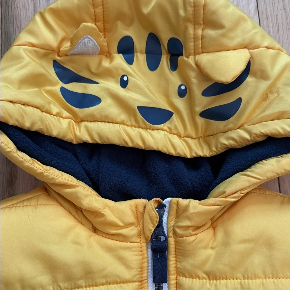 Little Me Toddler Sunny Yellow Kids Hooded Fleece Puffer Vest size 2T